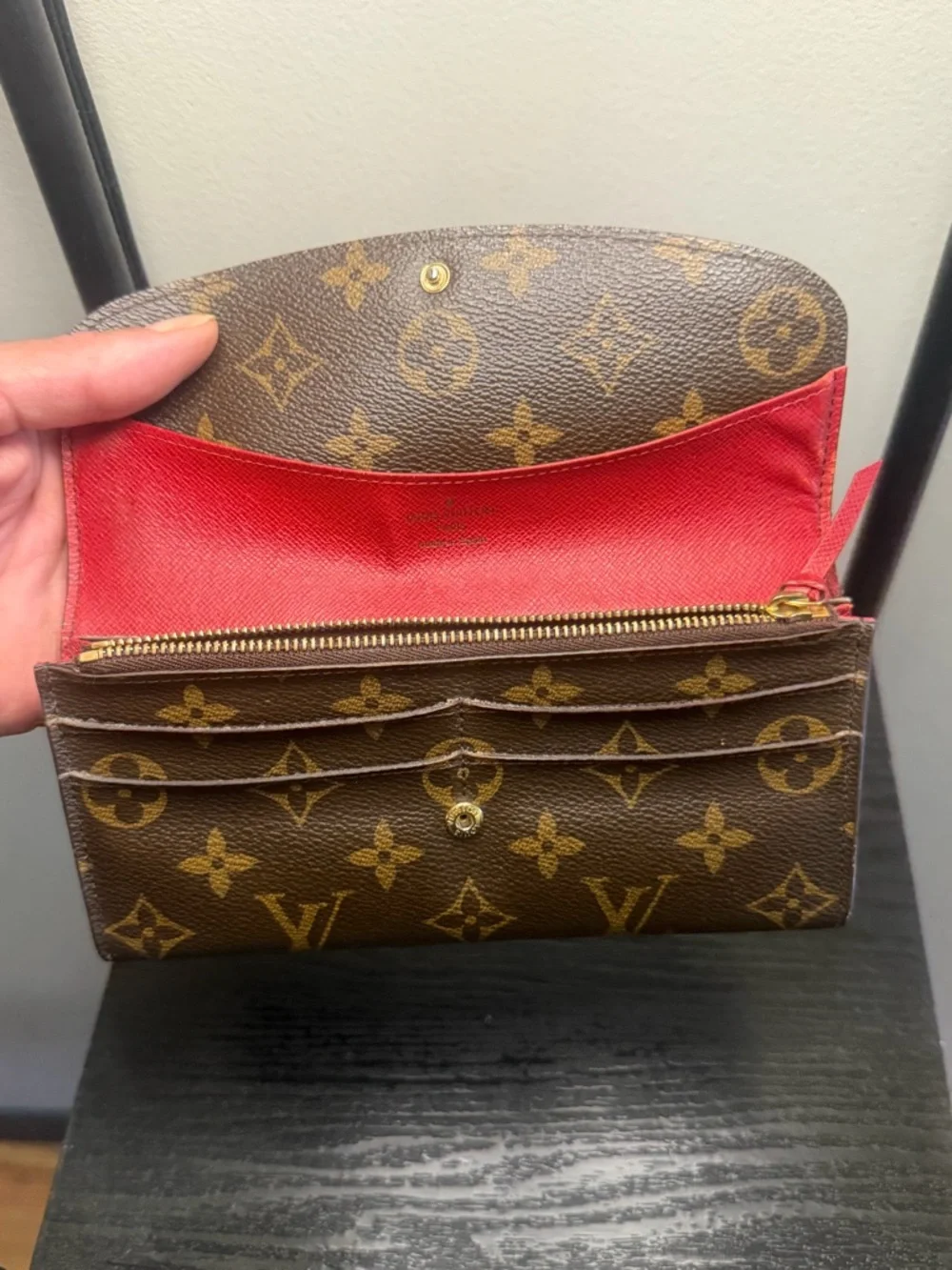 Louis Vuitton Emily Wallet Monogram Canvas Red Interior Long Wallet Authentic - Picture 9 of 15